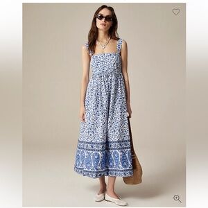 JCrew squareneck midi dress in bandana block print size 10Tall